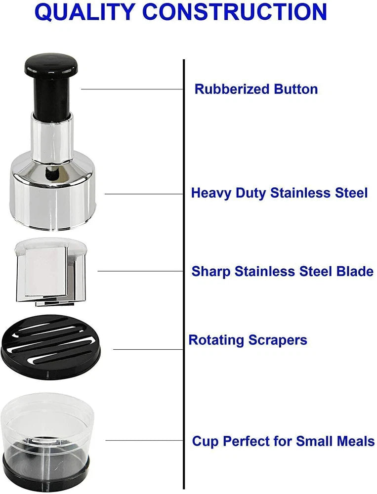 Manual Hand Press Garlic Onion Chopper Vegetable Food Chopper Processor Dicer UK