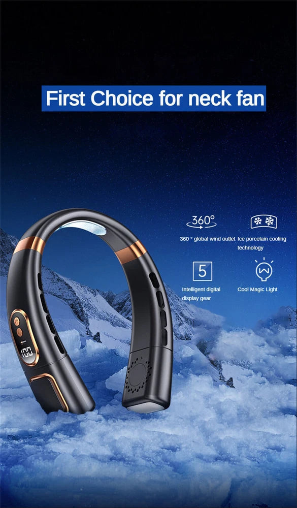 12000mAh Bladeless Lazy Neck Fan Portable USB Rechargeable Mini Hanging Cooler