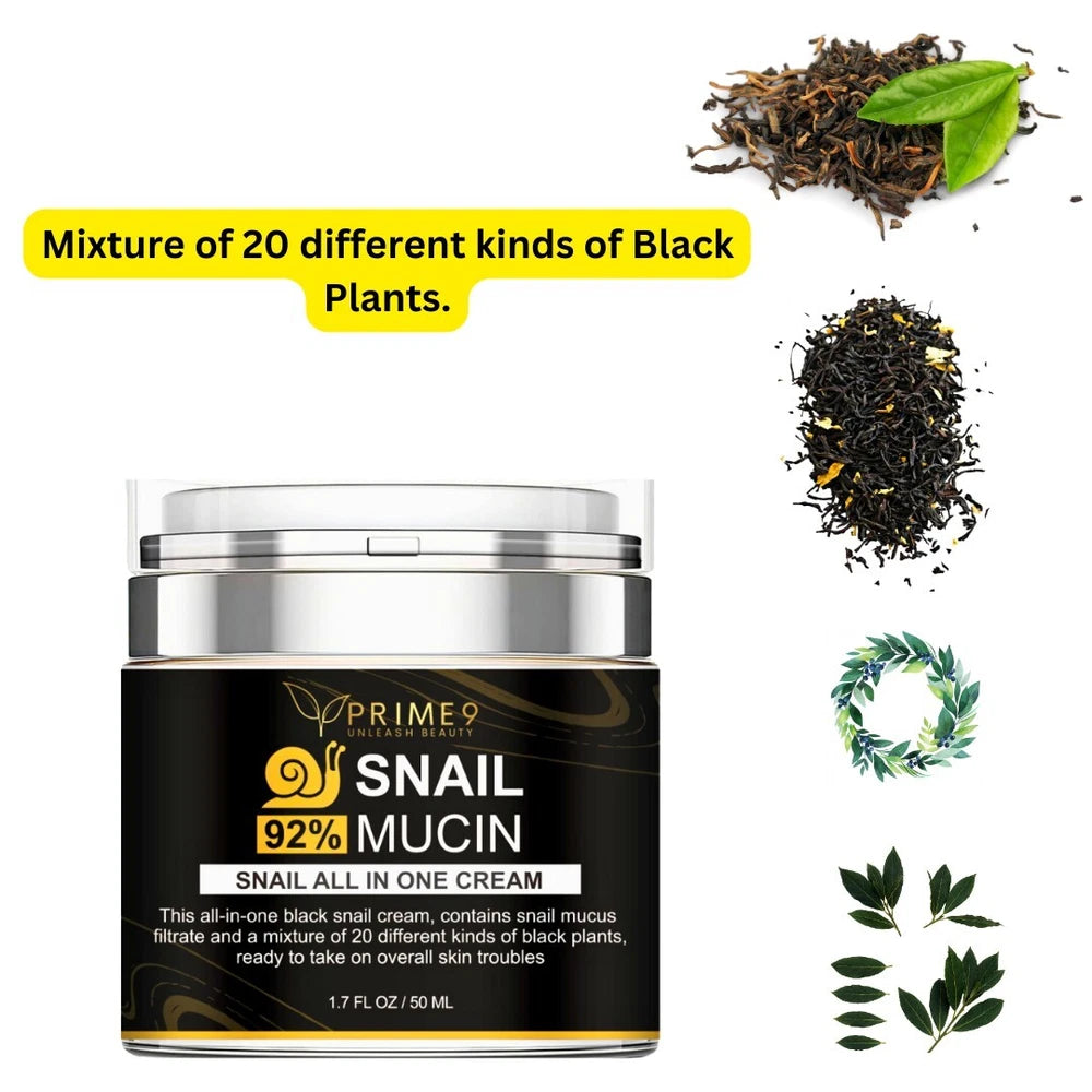 Prime9 Face Moisturiser with Snail Mucin Extract, All in One Snail Repair Cream.