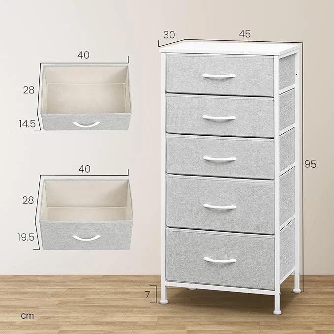Chest of Drawers Bedroom Furniture Storage Bedside Cabinet 5 Drawers 6 Colours