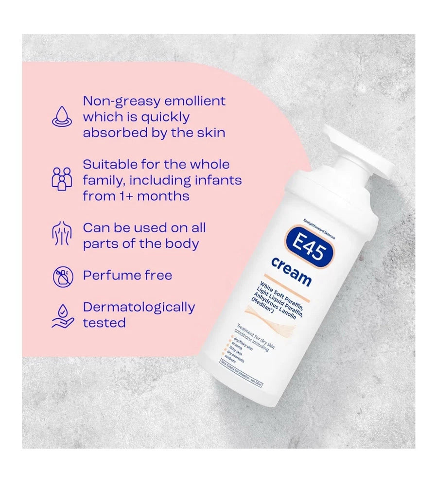 E45 Cream 500 G E45 Cream for Dry Irritated Skin Moisturiser to Soothe Dry Skin
