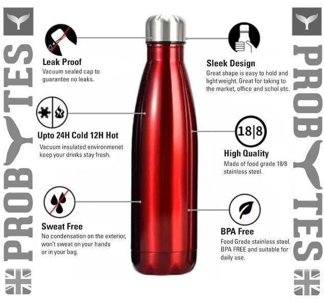 Stainless Steel Water Bottle Double Wall Vacuum Insulated Thermal Flask Sports