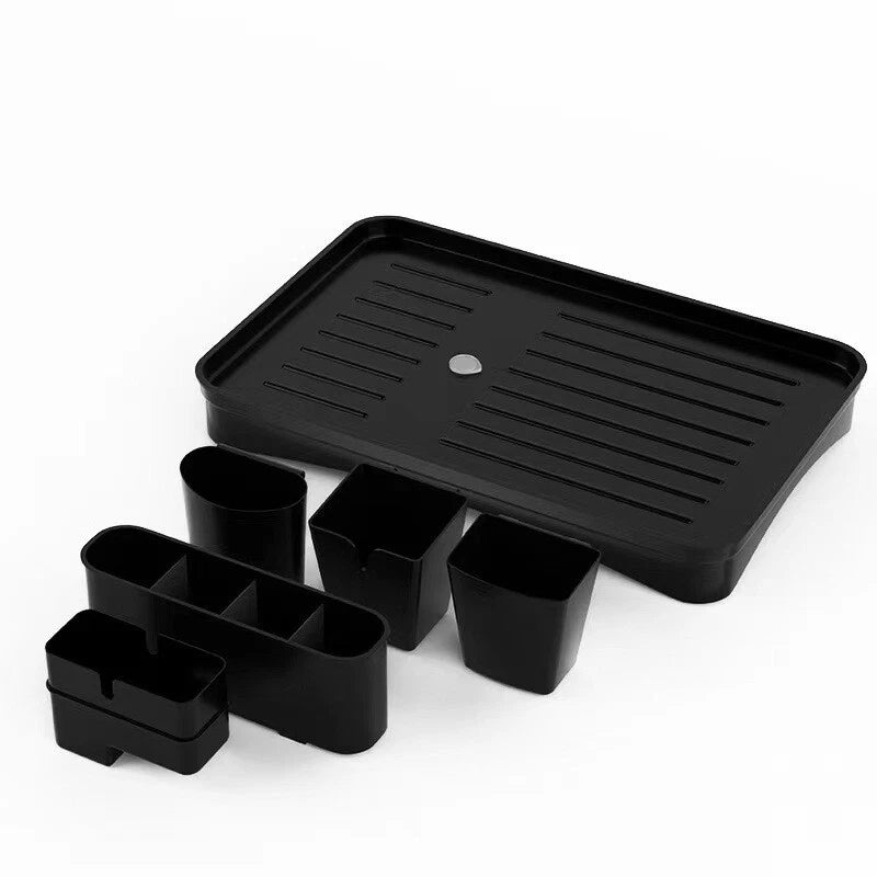 2 Tier Dish Drainer Rack with Drip Tray Cutlery Holder Plate Racks Kitchen Sink