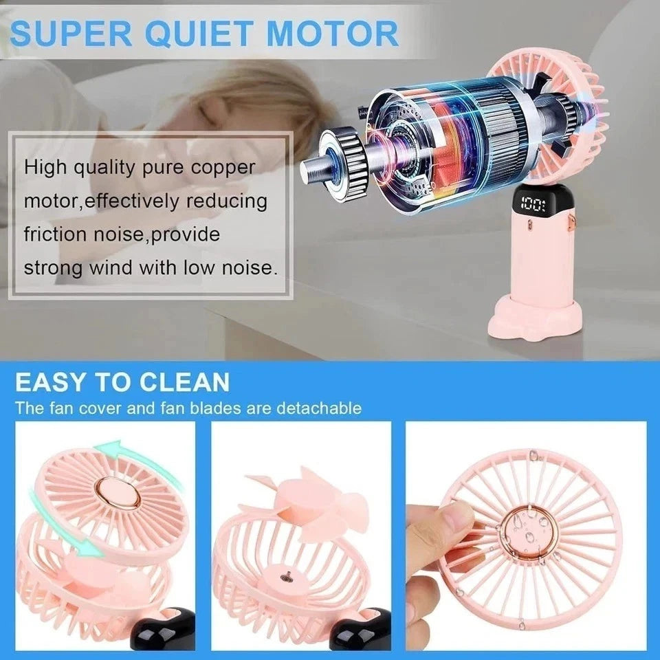 Portable Hand-held Fan Mini Folding Desk Fan Cooler Cooling Fan USB Rechargeable
