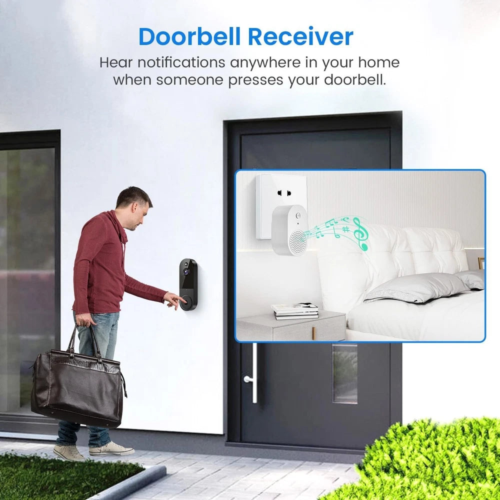 1080P Wireless Video Doorbell Camera with Ring Chime, Smart AI Human Detection