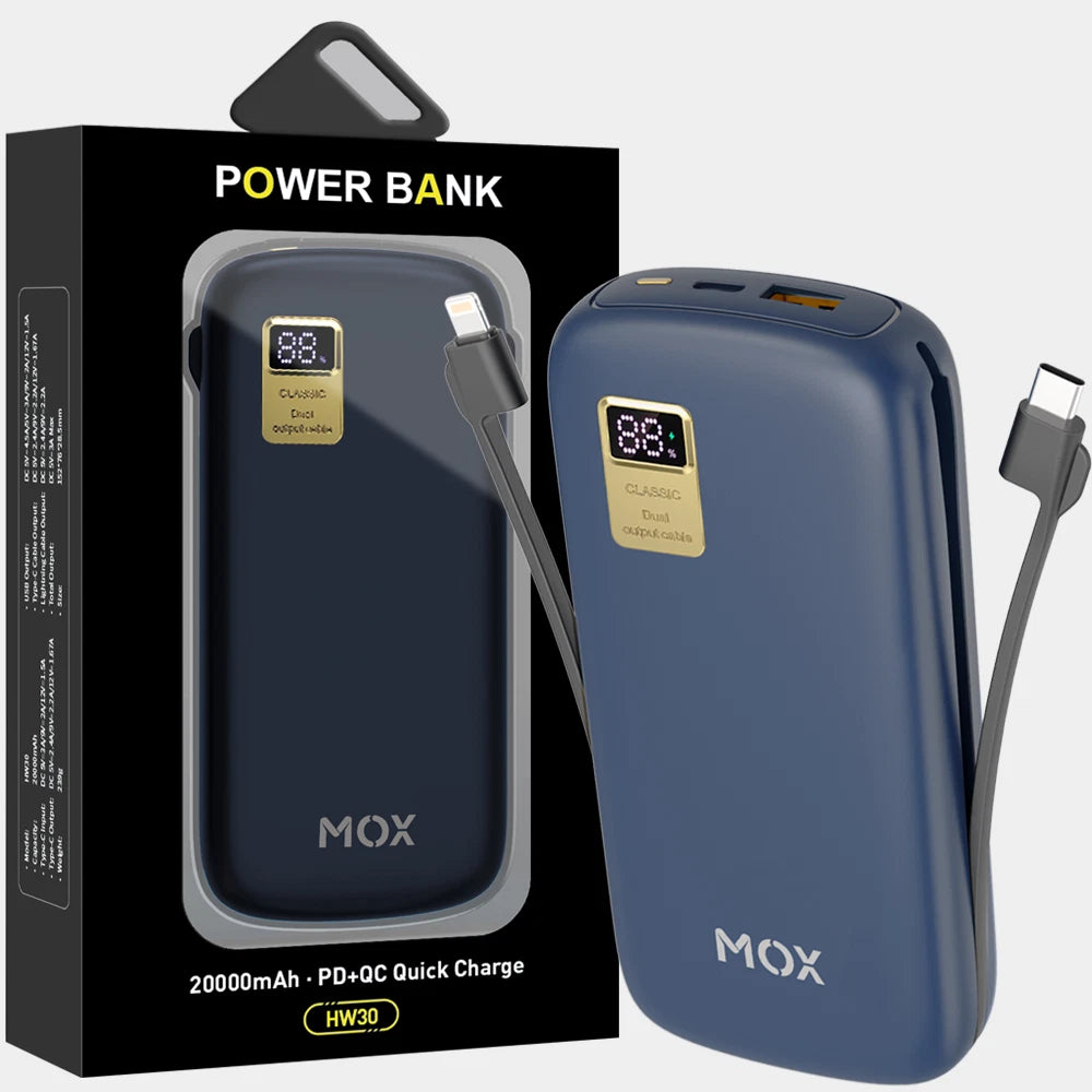 MOX 20000mAh Power Bank USB-C Fast Charging DIGITAL Display High Speed
