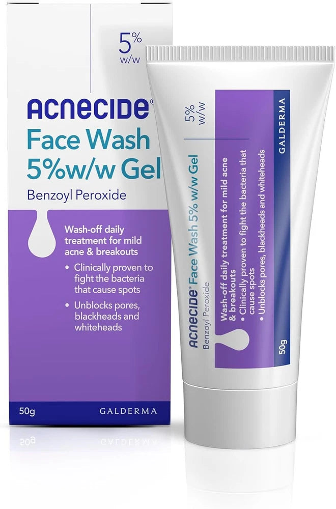 Acnecide Face Wash Gel 5% Benzoyl Peroxide Acne Treatment 50g