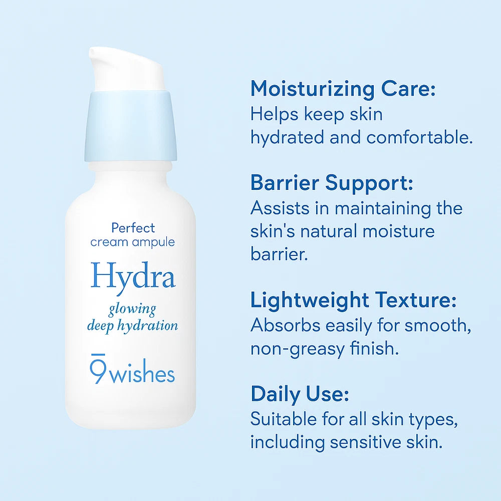 9wishes, Hydra Ampoule Face Cream Deep Hydration Moisturiser, Korean Skincare