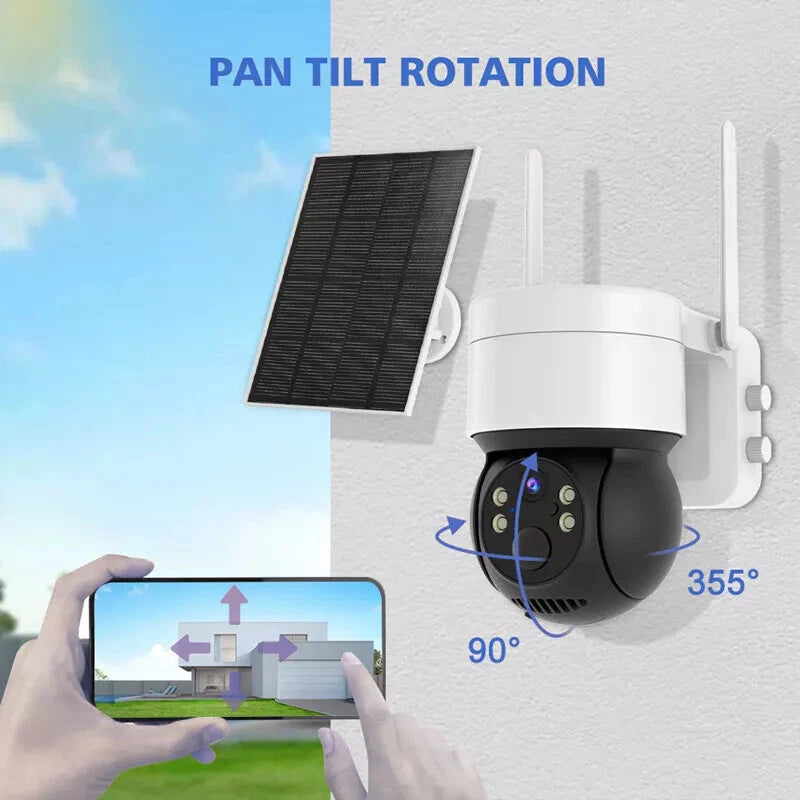 Solar Security IP Camera Battery Powered Outdoor Wireless WiFi CCTV PTZ Camera