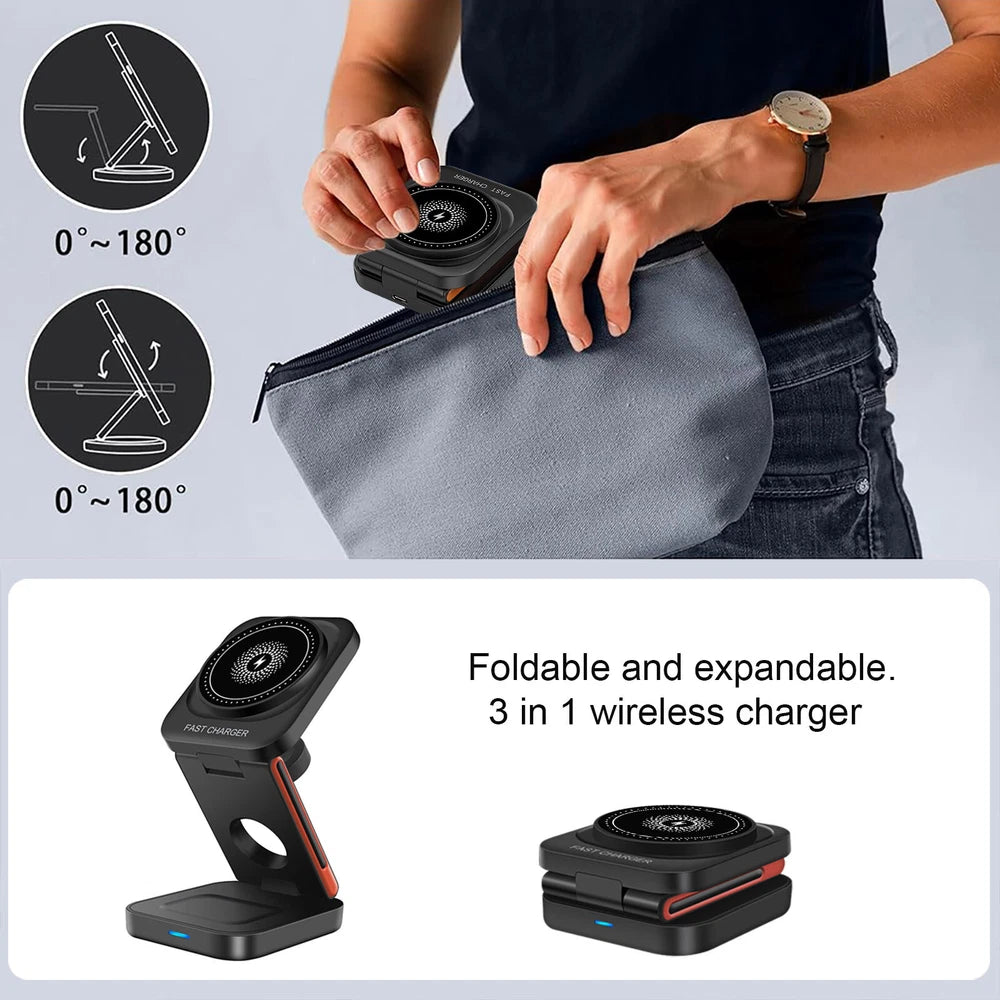 Wireless Charger Dock 3in1 Fast Charging Station For Apple Watch iPhone 16 15 14