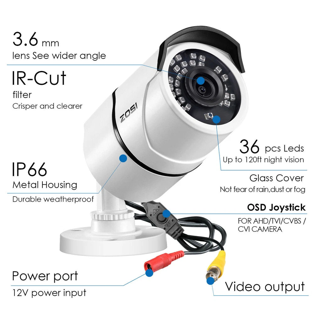 CAMERA 1080P 4-in-1 CCTV Camera Bullet 3000TVL Home Security Night Vision Outdoor