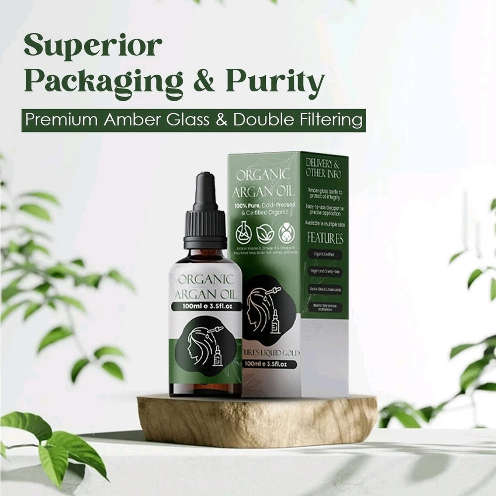 100% Pure Organic Argan Oil | Cold-Pressed Natural Treatment for Hair & skin