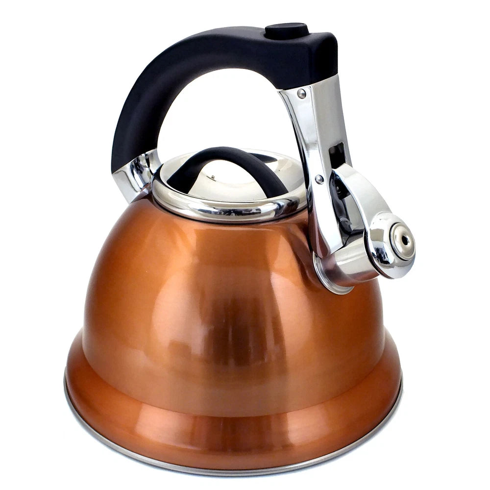 3L Whistling Copper Stovetop Kettle Stainless Steel Gas Electric Hobs Voche®