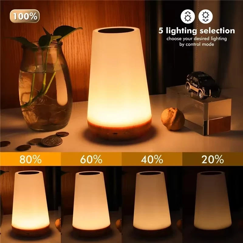 1/5X Rechargeable Night Light Touch Sensor LED Bedside Desk Table Lamp Dimmable