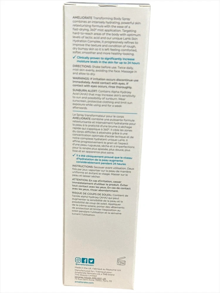 Ameliorate Transforming Body Spray, Pack of 2 Smoothing Skincare