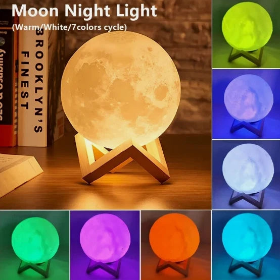 Galaxy Moon Lamp LED Night Light | 3D Moon Light USB Rechargeable for Kids Bedro