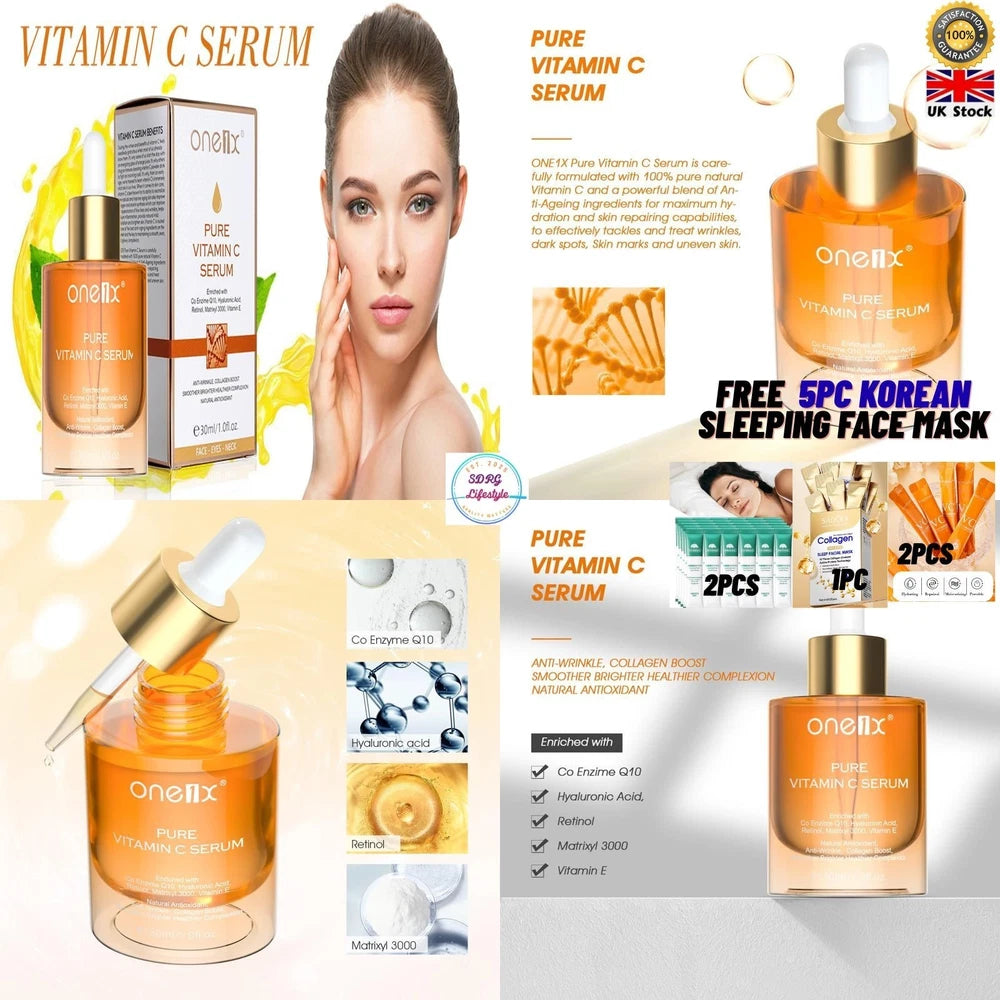 ADVANCED VITAMIN C SERUM Powerful Anti-Aging collagen-Boost Face Serum Day 60ml