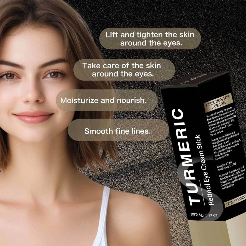 Turmeric Retinol Eye Cream Stick Anti-Ageing Dark Circles Puffiness Wrinkle Care