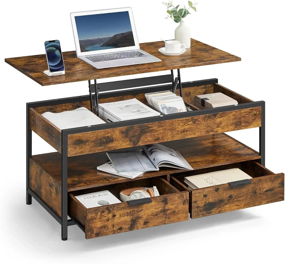 Coffee Table With Storage Lift Top Up Drawer Shelf Wooden Living Room Furniture