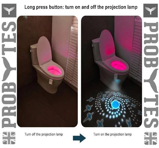 Rechargeable Toilet Bowl Night Light 16 Color LED USB-C PIR Sensor Bathroom Lamp