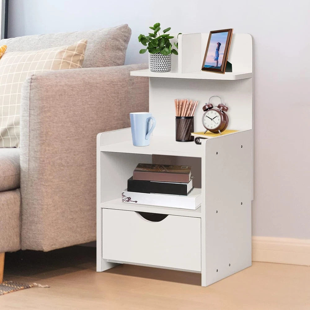 Bedside Table Drawer Cabinet End Side Table Bedroom Furniture Storage Nightstand