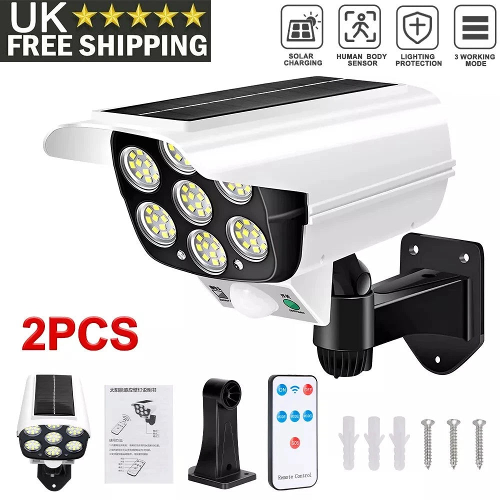 2X 77LED Solar PIR Motion Sensor Wall Light Outdoor Street Garden Security Lamp