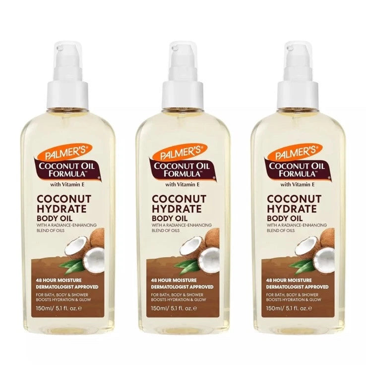 3x Palmers Coconut Hydrate Body Oil Spray 150 ml