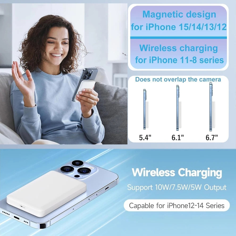 900000mAh Power Bank Magnetic Battery USB Pack Wireless Fast Charger for iPhone