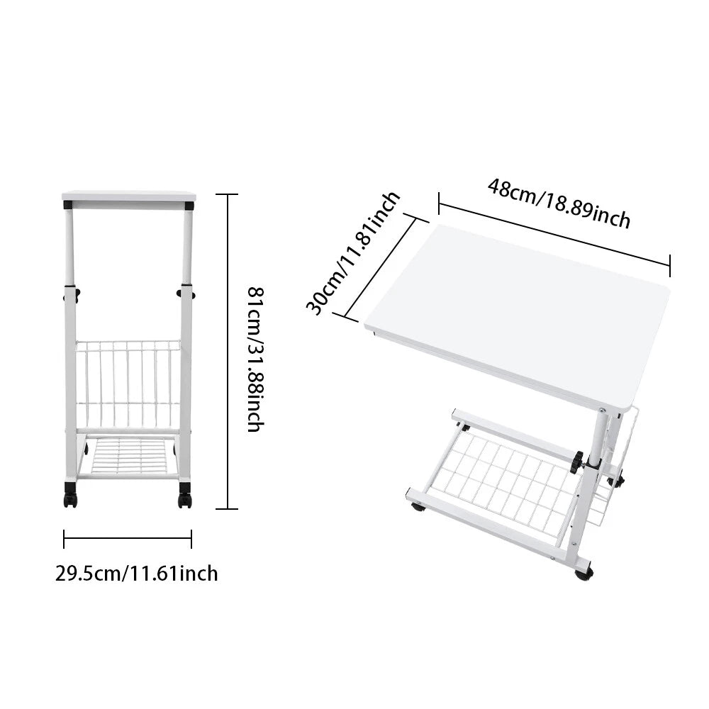 C-Shaped Movable Table Sofa Tea Desk Over Bed Side Tables Laptop Stand Workbench