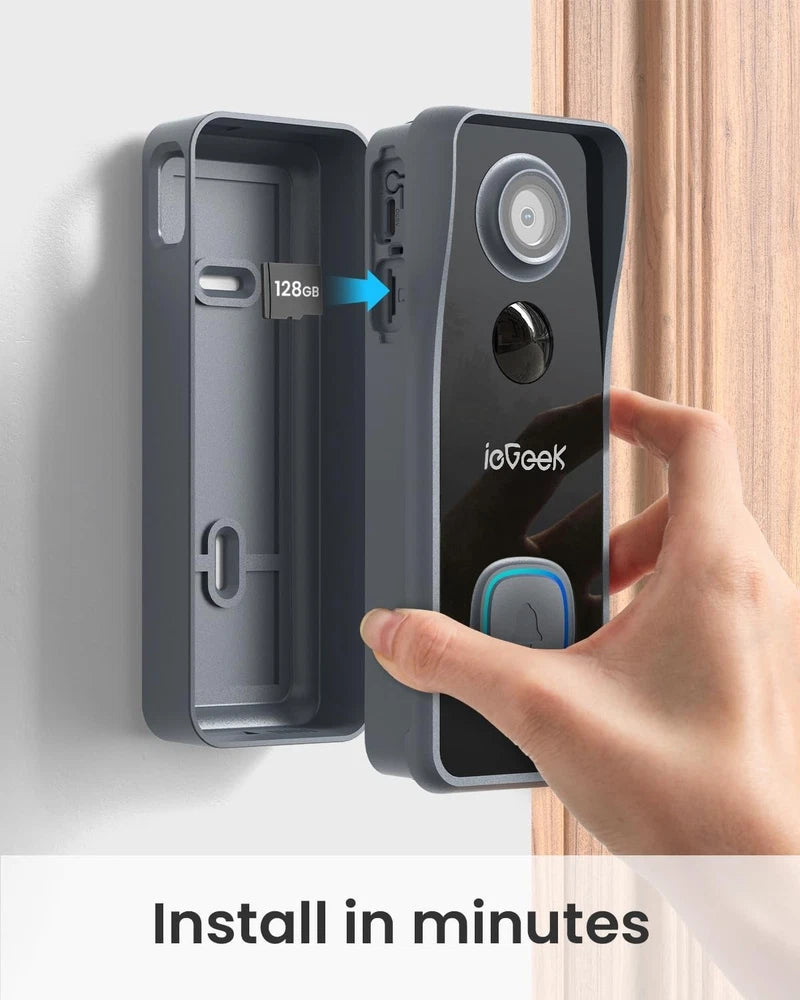 Wireless Smart Home Video Doorbell Camera, Indoor Chime WiFi Doorbell 2way Audio