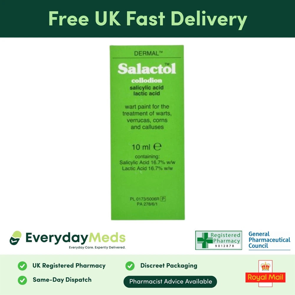 Salactol Wart Paint 10ml | Wart & Verruca Treatment with Salicylic & Lactic Acid