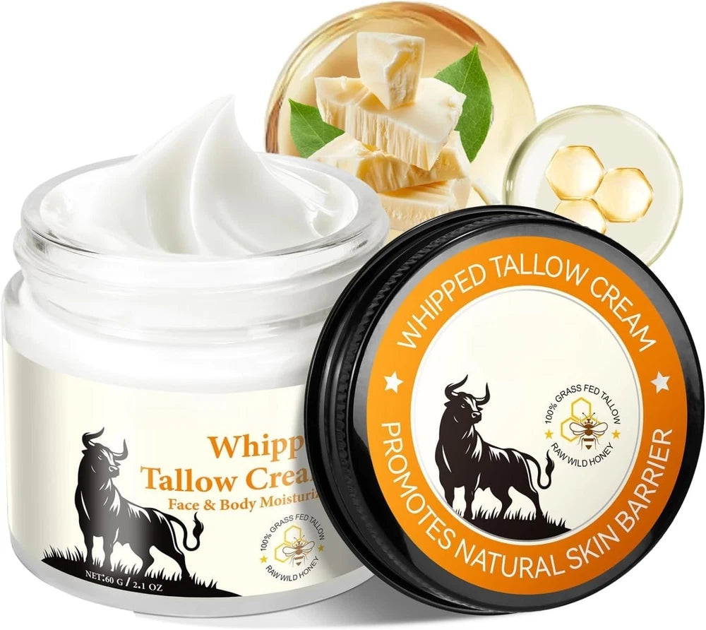 Whipped Tallow Cream - Beef Tallow Skin Care - Tallow and Honey Balm for Face &