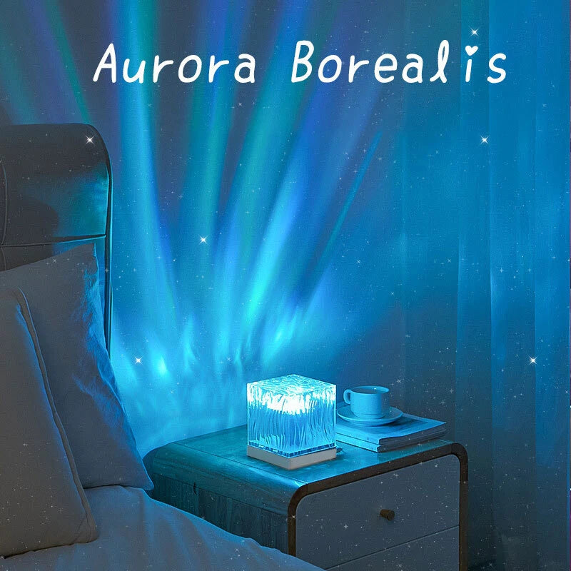 RGB Cube Northern Lights 16 Colour Aurora Projector Lamp Ocean Wave Night Lights
