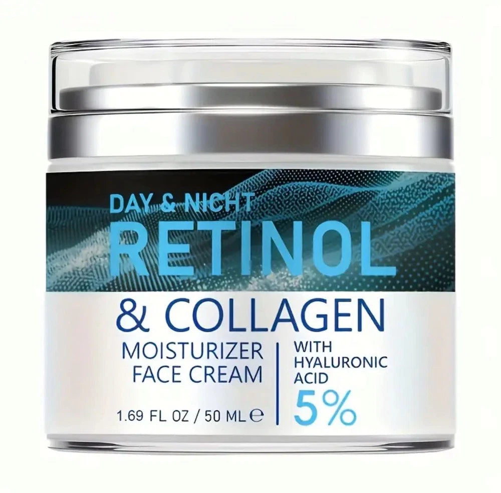 Retinol & Collagen Face Cream 5% Hyaluronic Acid | Day & Night 50ml Face Moistur