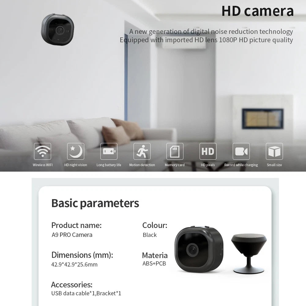 1080P Mini HD WIFI Camera Home Security CCTV Magnetic Wireless Night In/outdoor