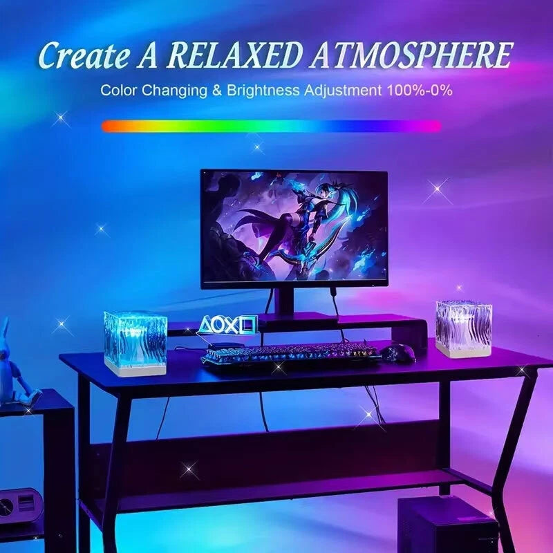 RGB Cube Northern Lights 16 Colour Aurora Projector Lamp Ocean Wave Night Lights