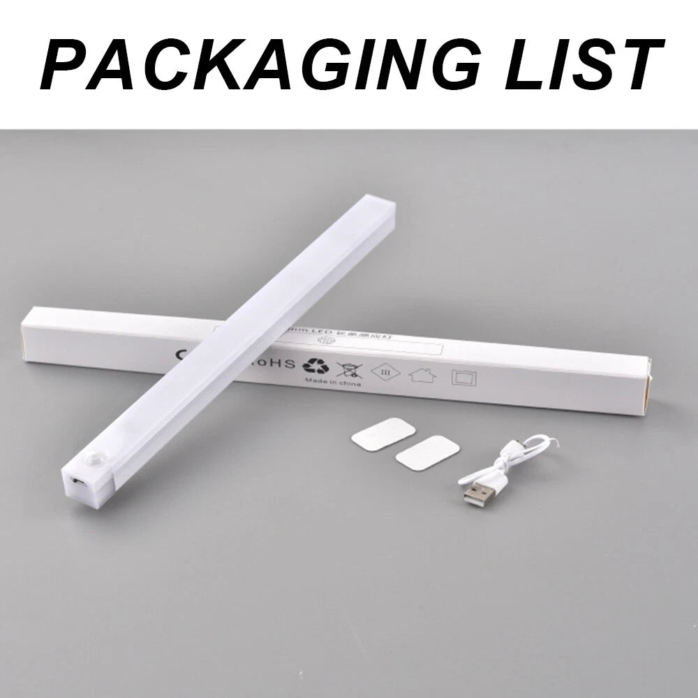 LED PIR Motion Sensor Strip Light Rechargeable Magnetic Cabinet Closet Lamp