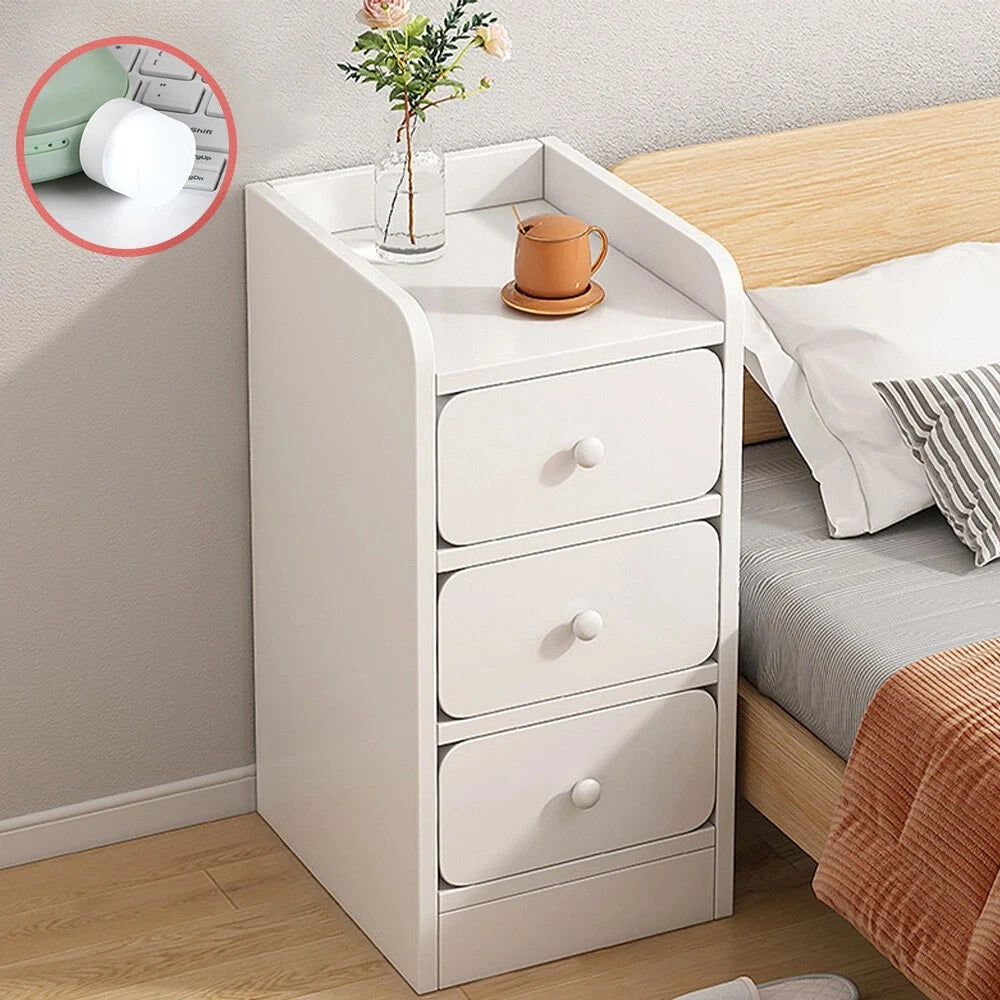 Small Slim Bedside Table Sofa End Side Table Nightstand Bedroom Drawer Cabinet