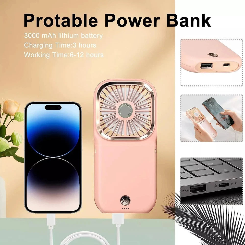 Mini Hand-held Fan， Portable Folding Desk Fan Cooler Cooling USB Rechargeable UK