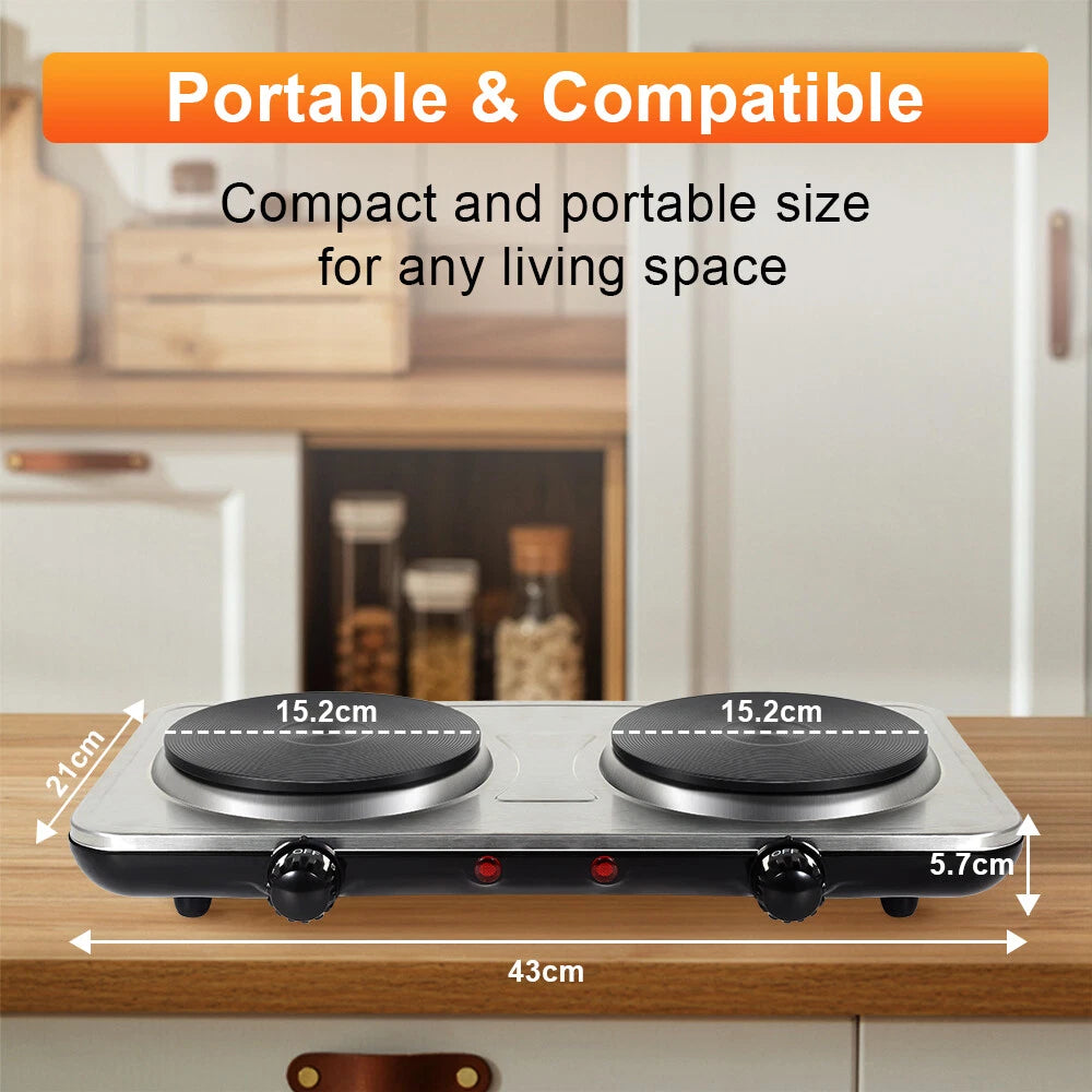 New Electric Hot Plate Portable Single Double Table Top Cooker Kitchen Hob Stove