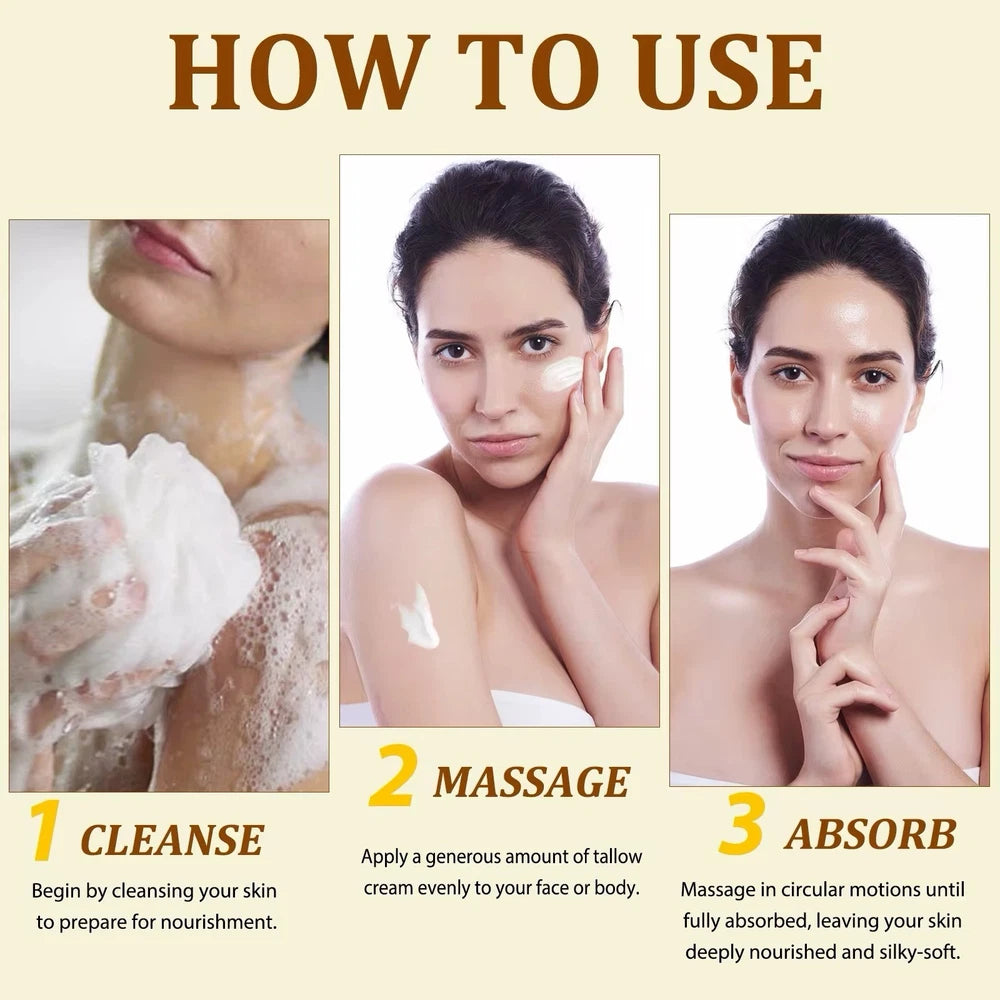 Beef Tallow Skin Care, Beef Tallow and Honey Balm Face Moisturizer, Natural