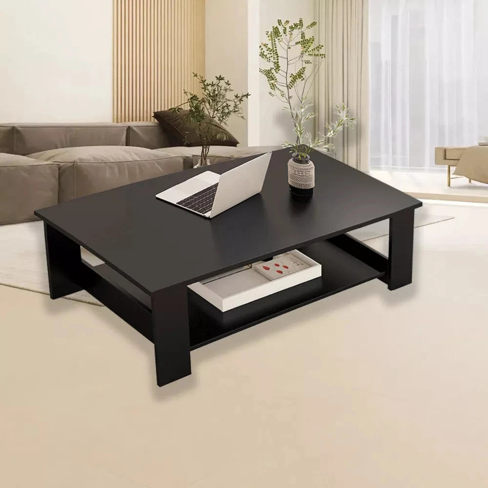 Modern Coffee Table Living Room Tea Side End Desk With Lower Shelf Storage UK