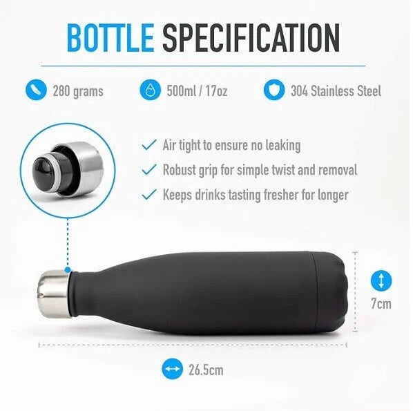 500ml Stainless Steel Water Bottle Double Wall Vacuum Insulated Thermal Flask