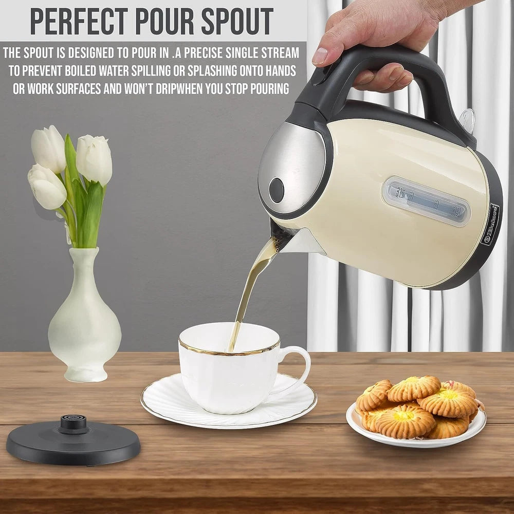 Belaco Electric Kettle Stainless Steel 1.7L,  2200w Fast Boil Cordless 360°