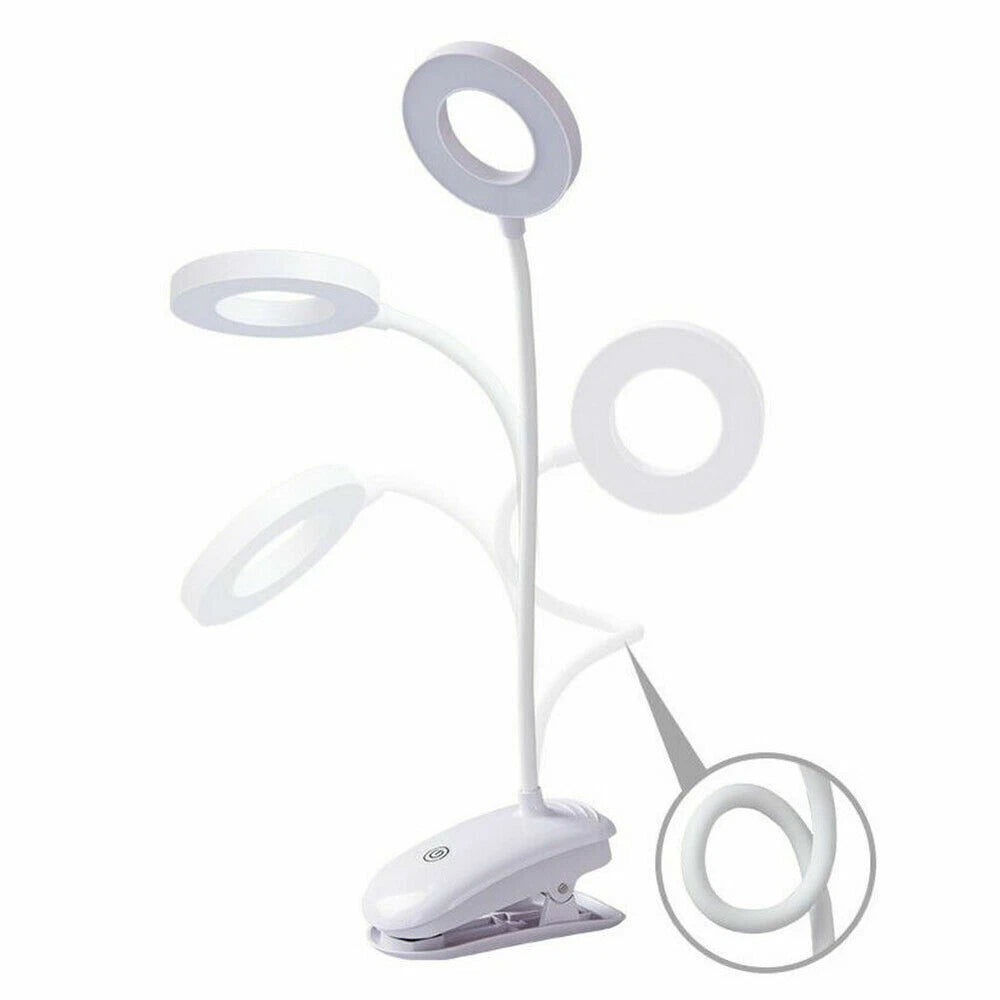 LED USB Rechargeable Clamp Clip On Flexible Desk Light Bed Read Table Night Lamp