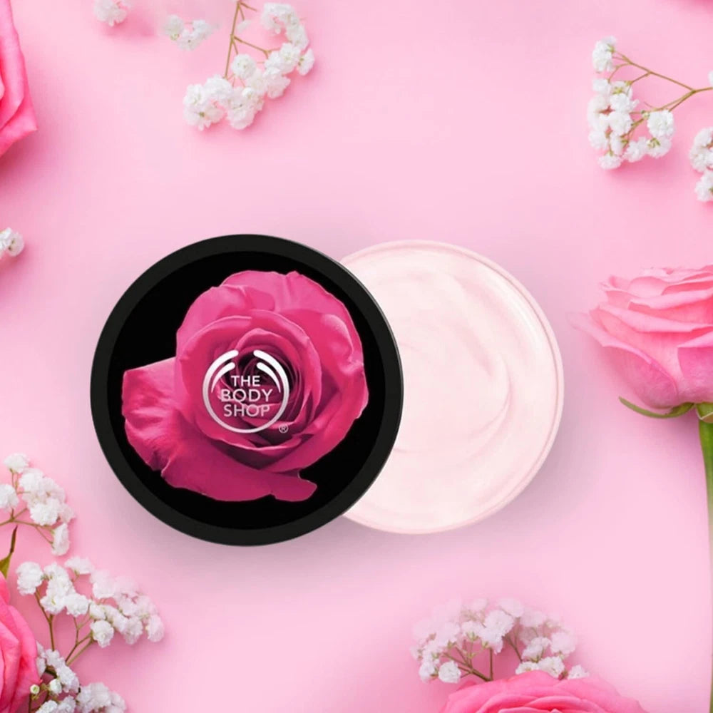 The Body Shop Body Butter British Rose, Moringa, Strawberry, Satsuma 50ml all 4