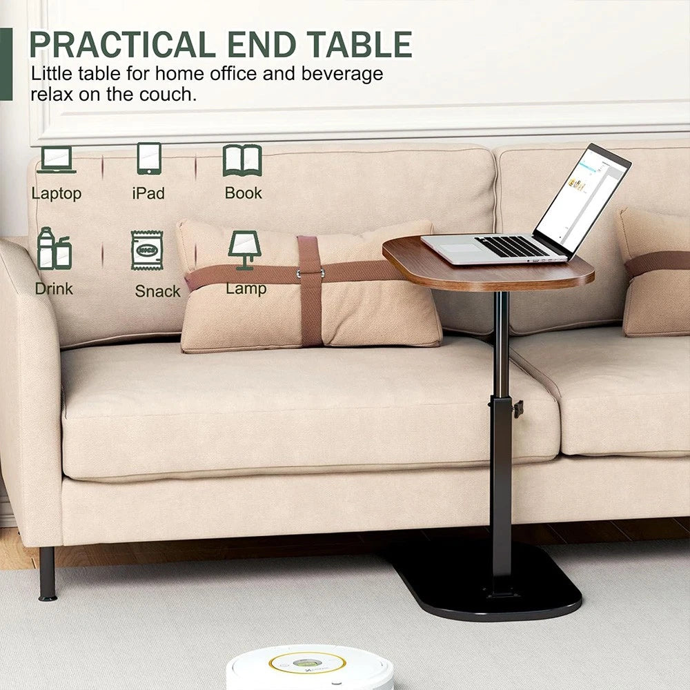 Adjustable C-Shaped Sofa Side End Table Coffee Laptop Table Living Room Bedroom