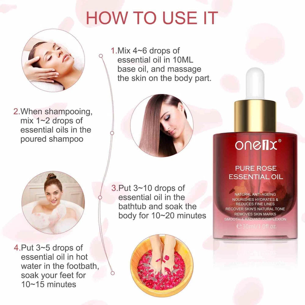 Rose Oil Face Hair Body Removes Dark Spots Skin Marks Brighten Recover Dry Skin