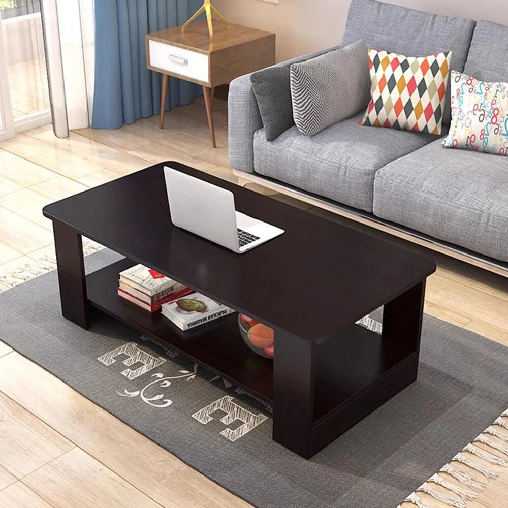 Modern Coffee Table Living Room Tea Side End Desk With Lower Shelf Storage UK