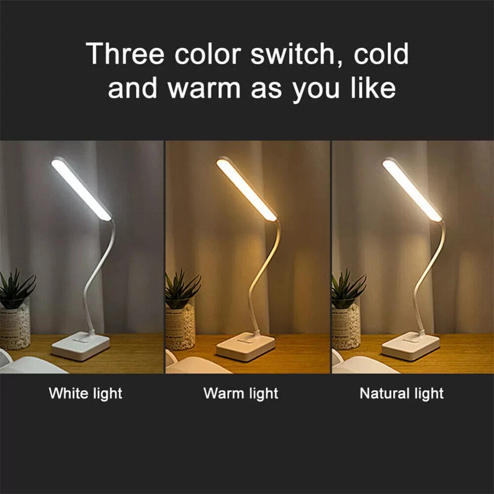 LED Flexible Touch Desk USB Rechargeable Light Bedside Reading Lamp Dimmable